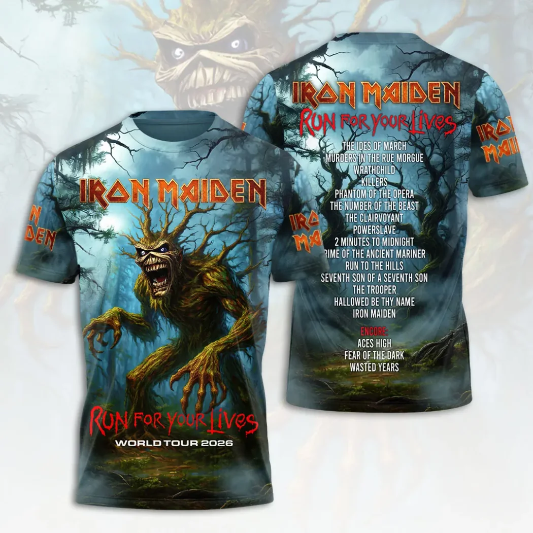 Iron Maiden Run For Your Lives World Tour 2026 Eddie Heavy Metal Graphic 3D All-Over Print T-Shirt Iron Maiden Run For Your Lives World Tour 2026 Eddie Heavy Metal Graphic 3D All-Over Print T-Shirt