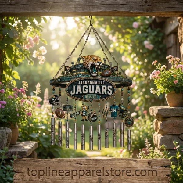 Jacksonville Jaguars DUUUVAL NFL Football Premium 3D Outdoor Patio Garden Hanging Wind Chime