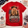 Lainey Wilson America 250 Years of Freedom Patriotic Country Music Red Graphic T-Shirt