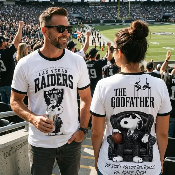 Las Vegas Raiders Snoopy The Godfather Rule Maker Game Day Ringer Graphic T-Shirt