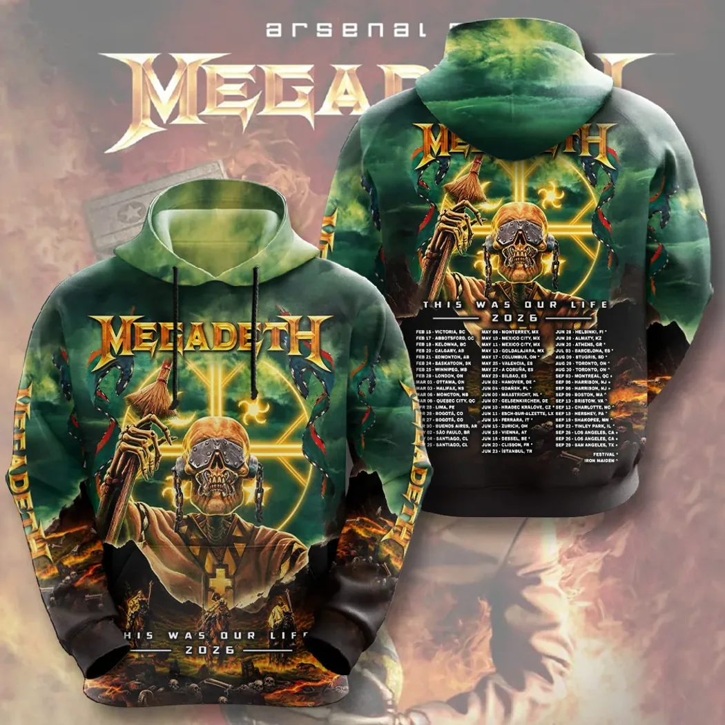 Megadeth This Was Our Life Tour 2026 Vic Rattlehead Heavy Metal Band 3D Graphic T-Shirt Megadeth This Was Our Life Tour 2026 Vic Rattlehead Heavy Metal Band 3D Graphic T-Shirt
