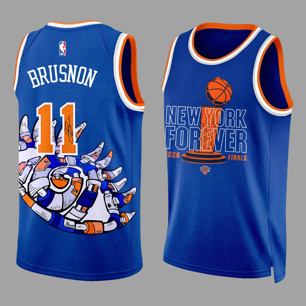 New York Knicks Jalen Brunson 11 New York Forever Limited Edition Blue Basketball Jersey New York Knicks Jalen Brunson 11 New York Forever Limited Edition Blue Basketball Jersey