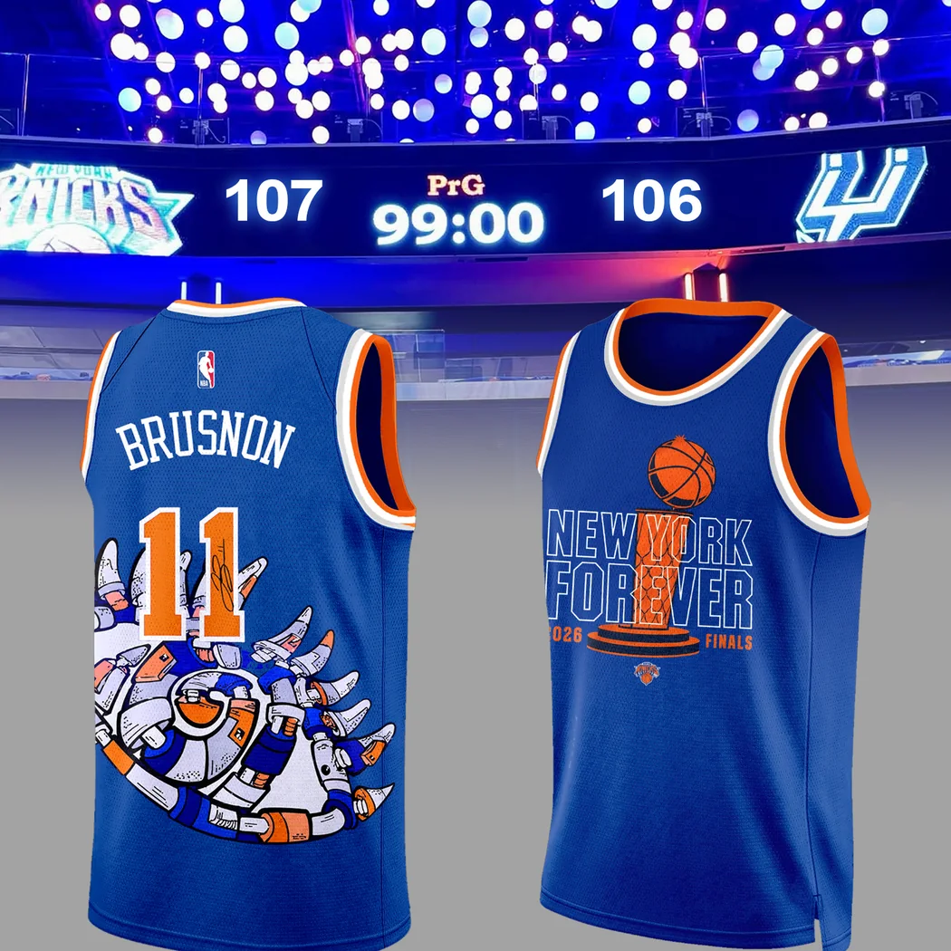 New York Knicks Jalen Brunson 11 New York Forever Limited Edition Blue Basketball Jersey New York Knicks Jalen Brunson 11 New York Forever Limited Edition Blue Basketball Jersey
