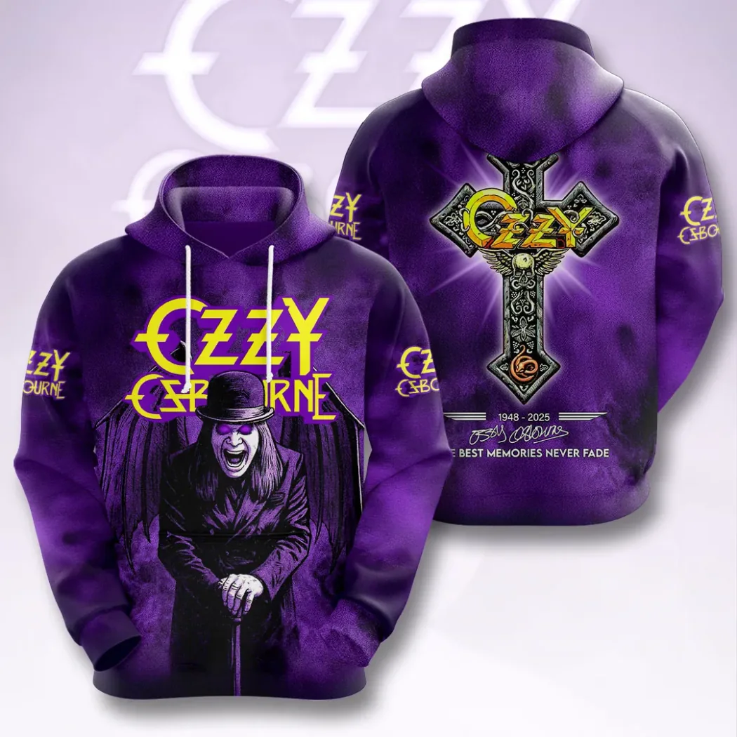 Ozzy Osbourne 1948-2025 Tribute Purple Gothic Cross Heavy Metal Graphic 3D All Over Print T-Shirt Ozzy Osbourne 1948-2025 Tribute Purple Gothic Cross Heavy Metal Graphic 3D All Over Print T-Shirt