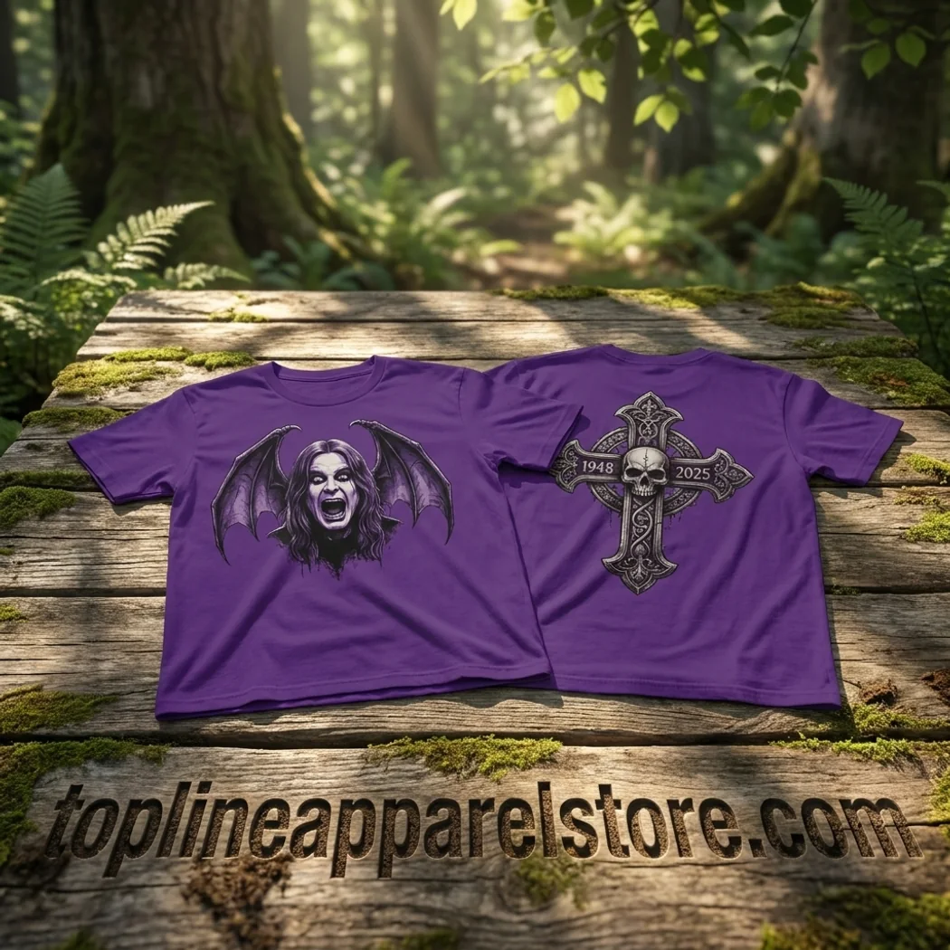 Ozzy Osbourne 1948-2025 Tribute Purple Gothic Cross Heavy Metal Graphic 3D All Over Print T-Shirt Ozzy Osbourne 1948-2025 Tribute Purple Gothic Cross Heavy Metal Graphic 3D All Over Print T-Shirt