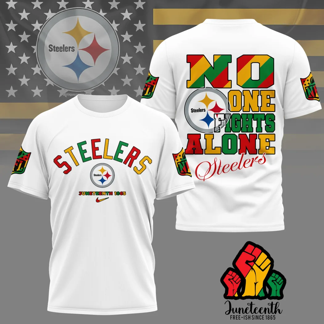 Pittsburgh Steelers NFL Juneteenth Unity No One Fights Alone 1865 3D Graphic T-Shirt Pittsburgh Steelers NFL Juneteenth Unity No One Fights Alone 1865 3D Graphic T-Shirt