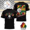 Pittsburgh Steelers NFL Juneteenth Unity No One Fights Alone 1865 3D Graphic T-Shirt