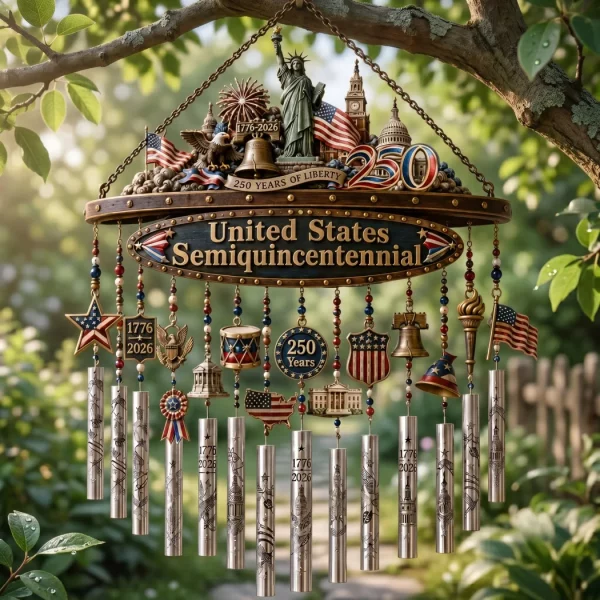 Premium US Semiquincentennial 1776-2026 Commemorative Patriotic Wind Chime