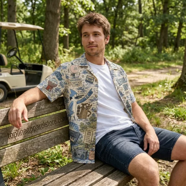 Regular Show Collector Edition Toile Print Hawaiian Shirt