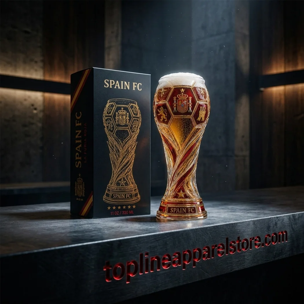 Spain National Football Team La Furia Roja Premium 3D Soccer Trophy Luxury Gift Boxed Beer Glass Spain National Football Team La Furia Roja Premium 3D Soccer Trophy Luxury Gift Boxed Beer Glass
