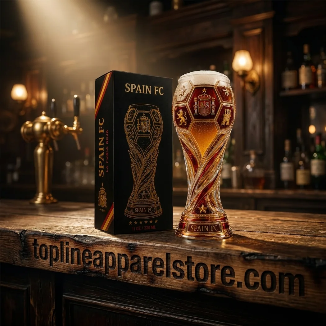Spain National Football Team La Furia Roja Premium 3D Soccer Trophy Luxury Gift Boxed Beer Glass Spain National Football Team La Furia Roja Premium 3D Soccer Trophy Luxury Gift Boxed Beer Glass