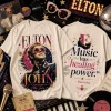 Vintage Elton John Rocket Man Music Has Healing Power Graphic T-Shirt