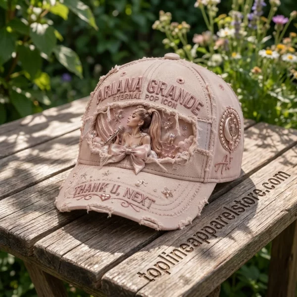 Ariana Grande Thank U Next Eternal Pop Icon Distressed Pink Vintage Baseball Cap