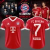 BTS World Tour Arirang x FC Bayern Munich Suga Number 7 Signature Red Soccer Jersey
