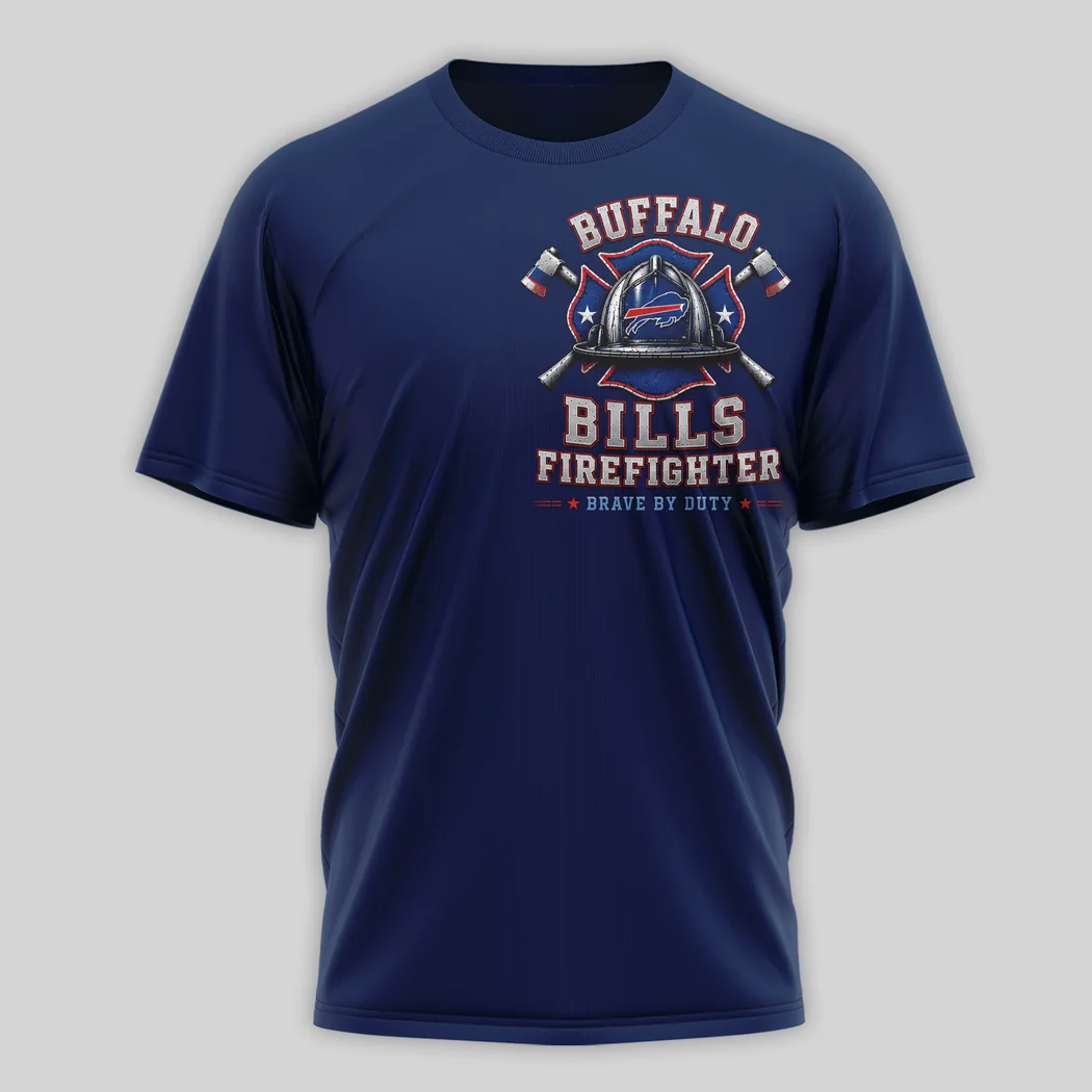 Buffalo Bills Firefighter Tribute Patriotic Navy Blue 3D Graphic T-Shirt Buffalo Bills Firefighter Tribute Patriotic Navy Blue 3D Graphic T-Shirt