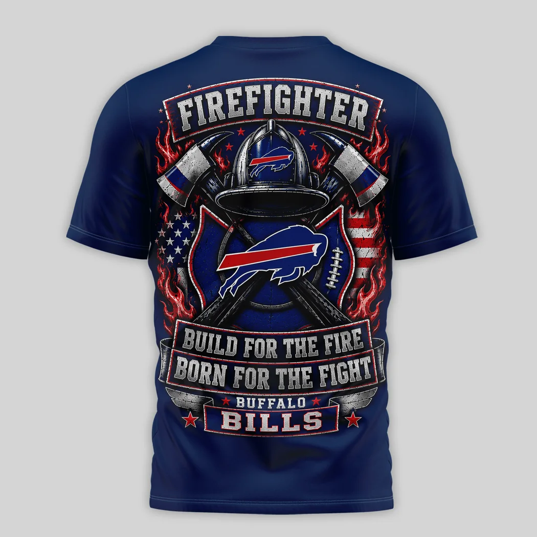 Buffalo Bills Firefighter Tribute Patriotic Navy Blue 3D Graphic T-Shirt Buffalo Bills Firefighter Tribute Patriotic Navy Blue 3D Graphic T-Shirt