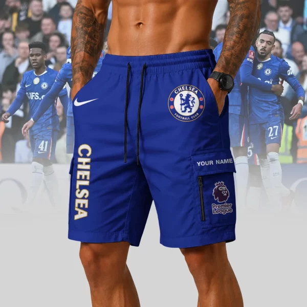 Chelsea FC Personalized Custom Name Blue Premier League Men’s Cargo Shorts