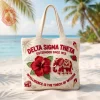 Delta Sigma Theta DST Sorority 1913 Elephant Hibiscus Premium Crochet Woven Tote Bag