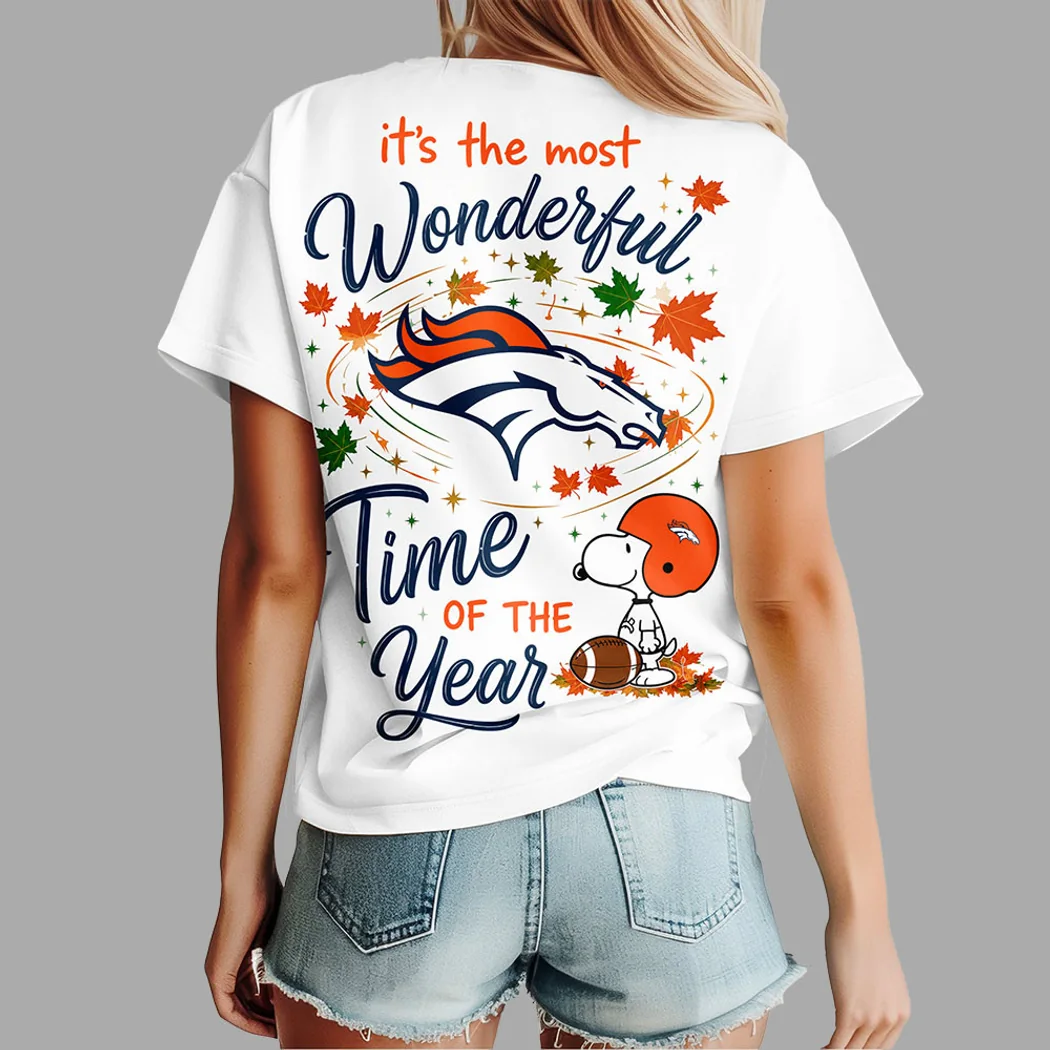 Denver Broncos Snoopy Peanuts Just A Girl Who Loves Fall Graphic T-Shirt Denver Broncos Snoopy Peanuts Just A Girl Who Loves Fall Graphic T-Shirt