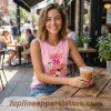 Dunkin Donuts 76th Anniversary Celebrating 76 Years Pink Coffee and Donuts Graphic Tank Top