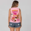 Dunkin Donuts 76th Anniversary Celebrating 76 Years Pink Coffee and Donuts Graphic Tank Top