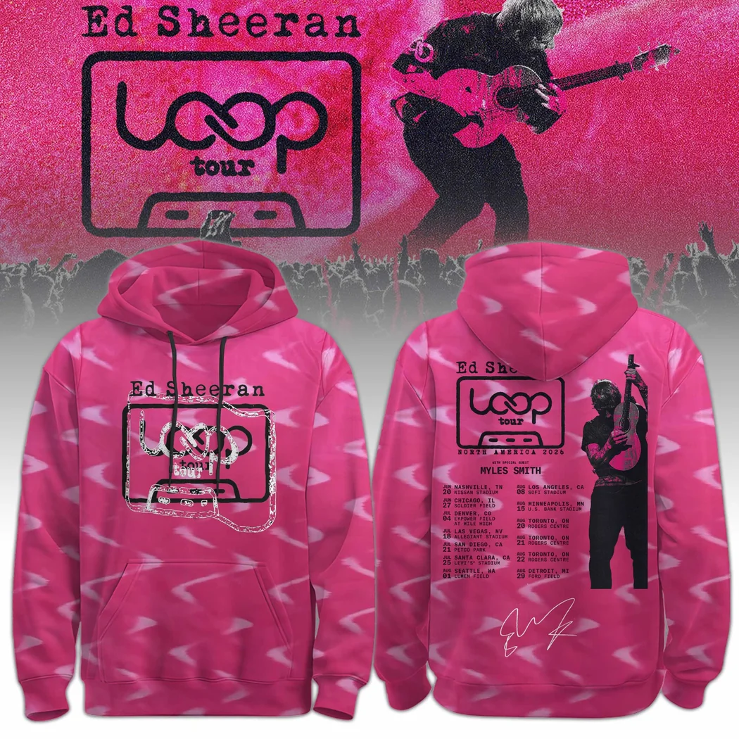Ed Sheeran Loop Tour North America 2026 Concert Dates Pink Tie Dye Pullover Hoodie Ed Sheeran Loop Tour North America 2026 Concert Dates Pink Tie Dye Pullover Hoodie