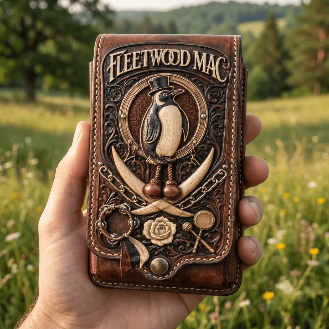 Fleetwood Mac Vintage Western Tooled Brown Leather Belt Phone Holster Fleetwood Mac Vintage Western Tooled Brown Leather Belt Phone Holster