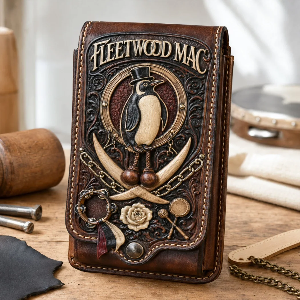 Fleetwood Mac Vintage Western Tooled Brown Leather Belt Phone Holster Fleetwood Mac Vintage Western Tooled Brown Leather Belt Phone Holster