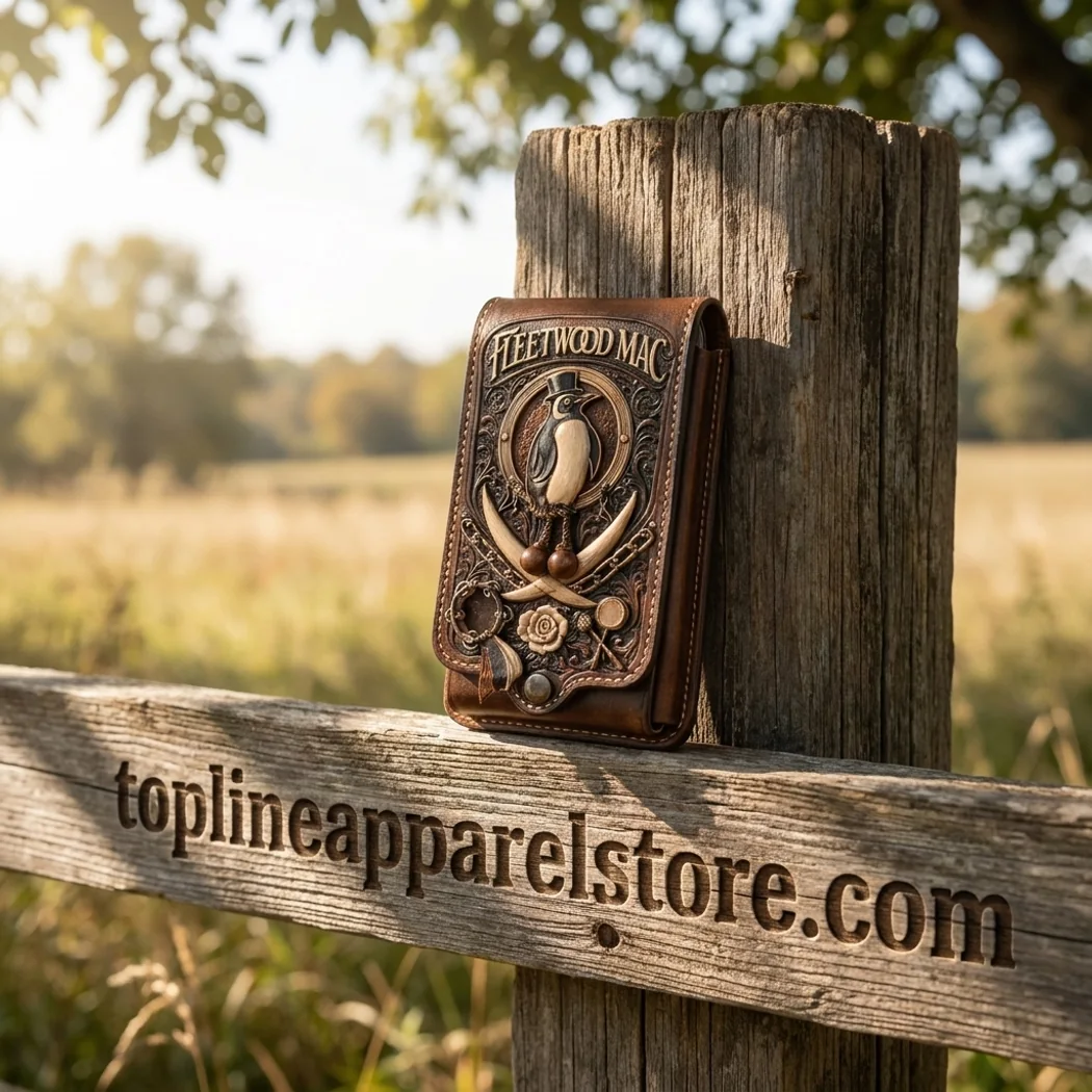 Fleetwood Mac Vintage Western Tooled Brown Leather Belt Phone Holster Fleetwood Mac Vintage Western Tooled Brown Leather Belt Phone Holster