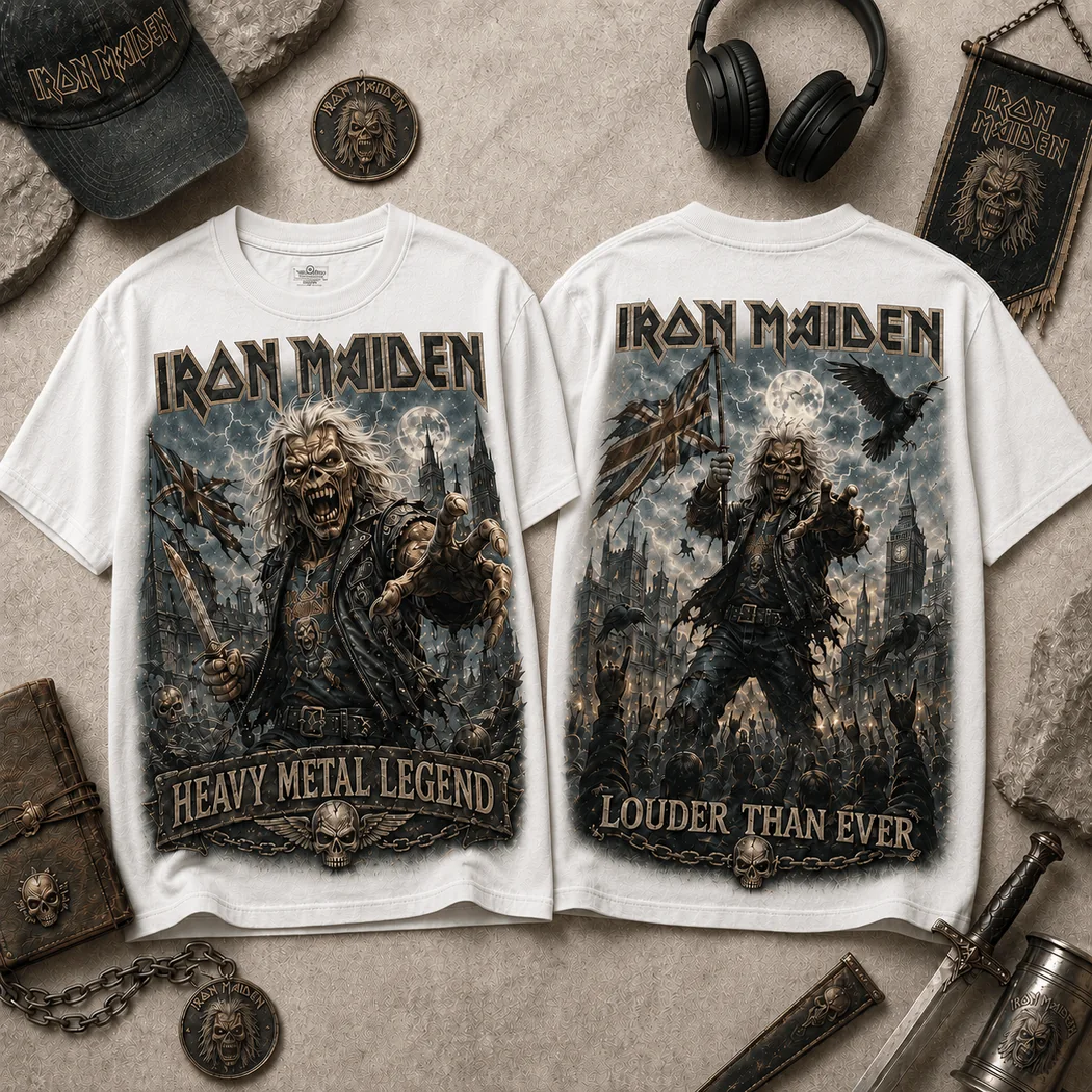 Iron Maiden Heavy Metal Legend Louder Than Ever Eddie Double Sided Graphic T-Shirt Iron Maiden Heavy Metal Legend Louder Than Ever Eddie Double Sided Graphic T-Shirt