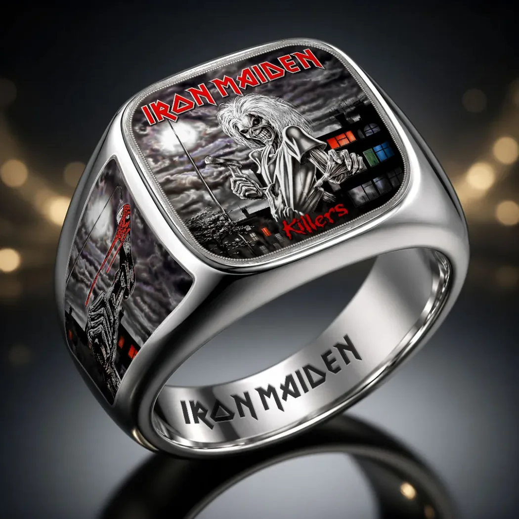 Iron Maiden Killers Eddie Gold 3D Engraved Heavy Metal Rock Band Signet Ring Iron Maiden Killers Eddie Gold 3D Engraved Heavy Metal Rock Band Signet Ring