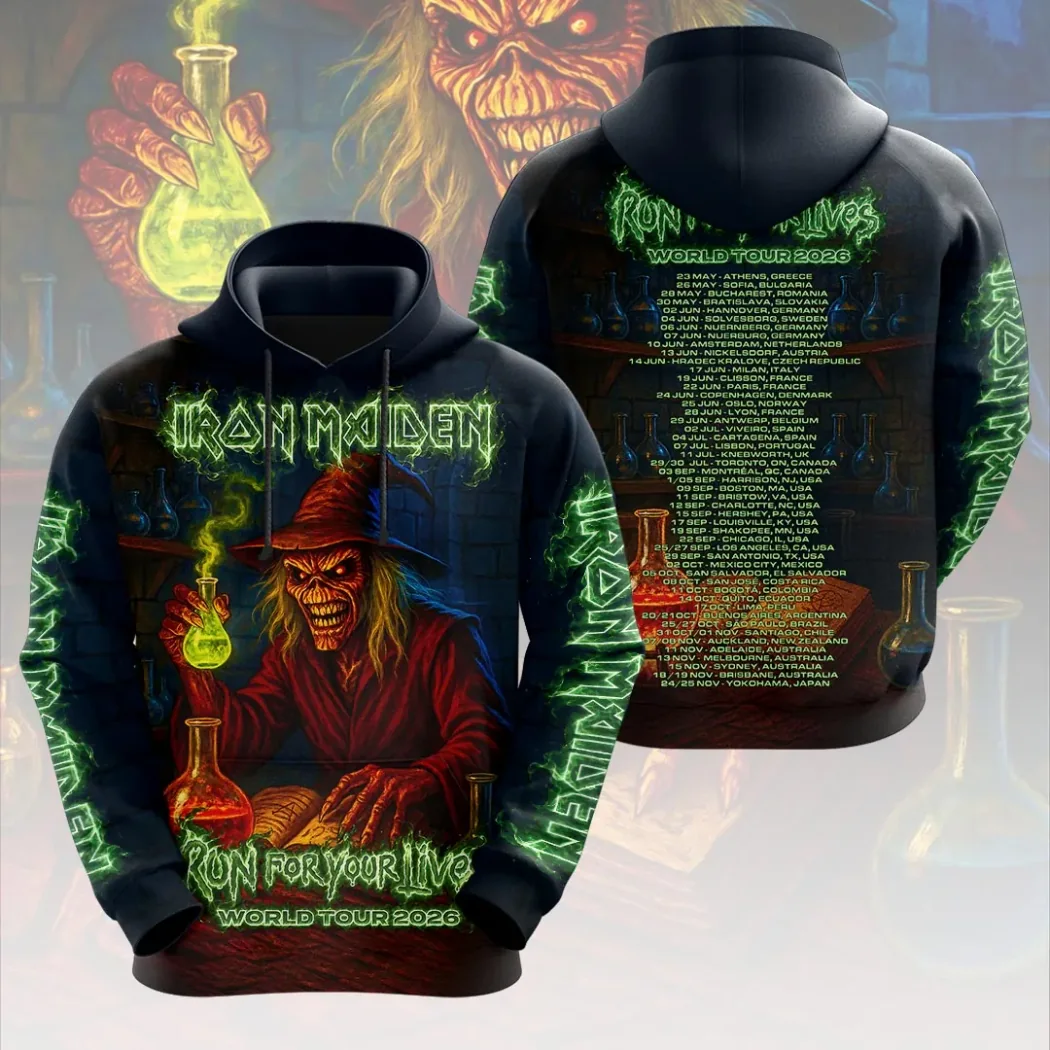Iron Maiden Run For Your Lives World Tour 2026 Eddie Alchemist 3D All Over Print T-Shirt Iron Maiden Run For Your Lives World Tour 2026 Eddie Alchemist 3D All Over Print T-Shirt