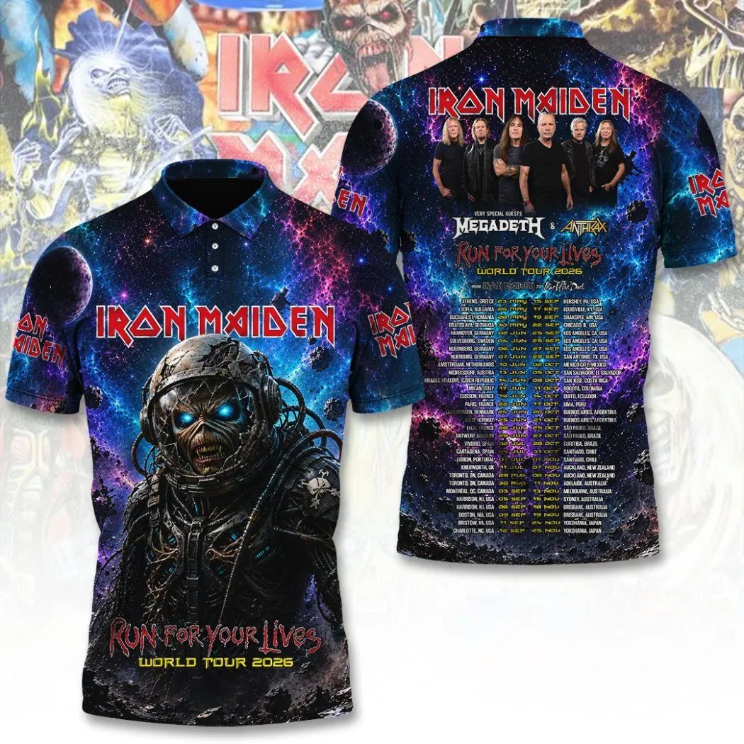 Iron Maiden Run For Your Lives World Tour 2026 Megadeth Anthrax Space Eddie 3D All-Over Print T-Shirt Iron Maiden Run For Your Lives World Tour 2026 Megadeth Anthrax Space Eddie 3D All-Over Print T-Shirt