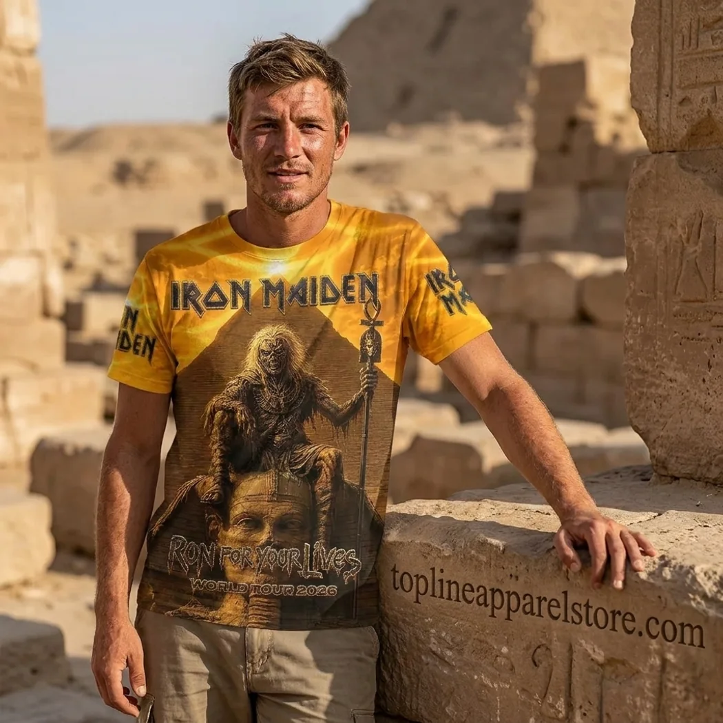 Iron Maiden Run For Your Lives World Tour 2026 Powerslave Eddie 3D All Over Print T-Shirt Iron Maiden Run For Your Lives World Tour 2026 Powerslave Eddie 3D All Over Print T-Shirt