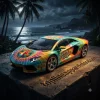 Jimmy Buffett 50th Anniversary Limited Edition Margaritaville Tie-Dye Lamborghini Aventador LP700-4 Diecast Collector Car