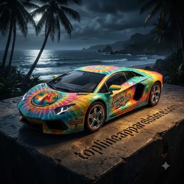 Jimmy Buffett 50th Anniversary Limited Edition Margaritaville Tie-Dye Lamborghini Aventador LP700-4 Diecast Collector Car