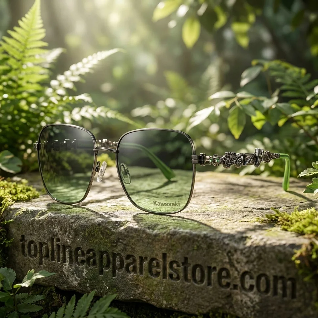 Kawasaki Z Series Motorcycle Biker Premium Square Metal Frame Green Rhinestone Sunglasses Kawasaki Z Series Motorcycle Biker Premium Square Metal Frame Green Rhinestone Sunglasses