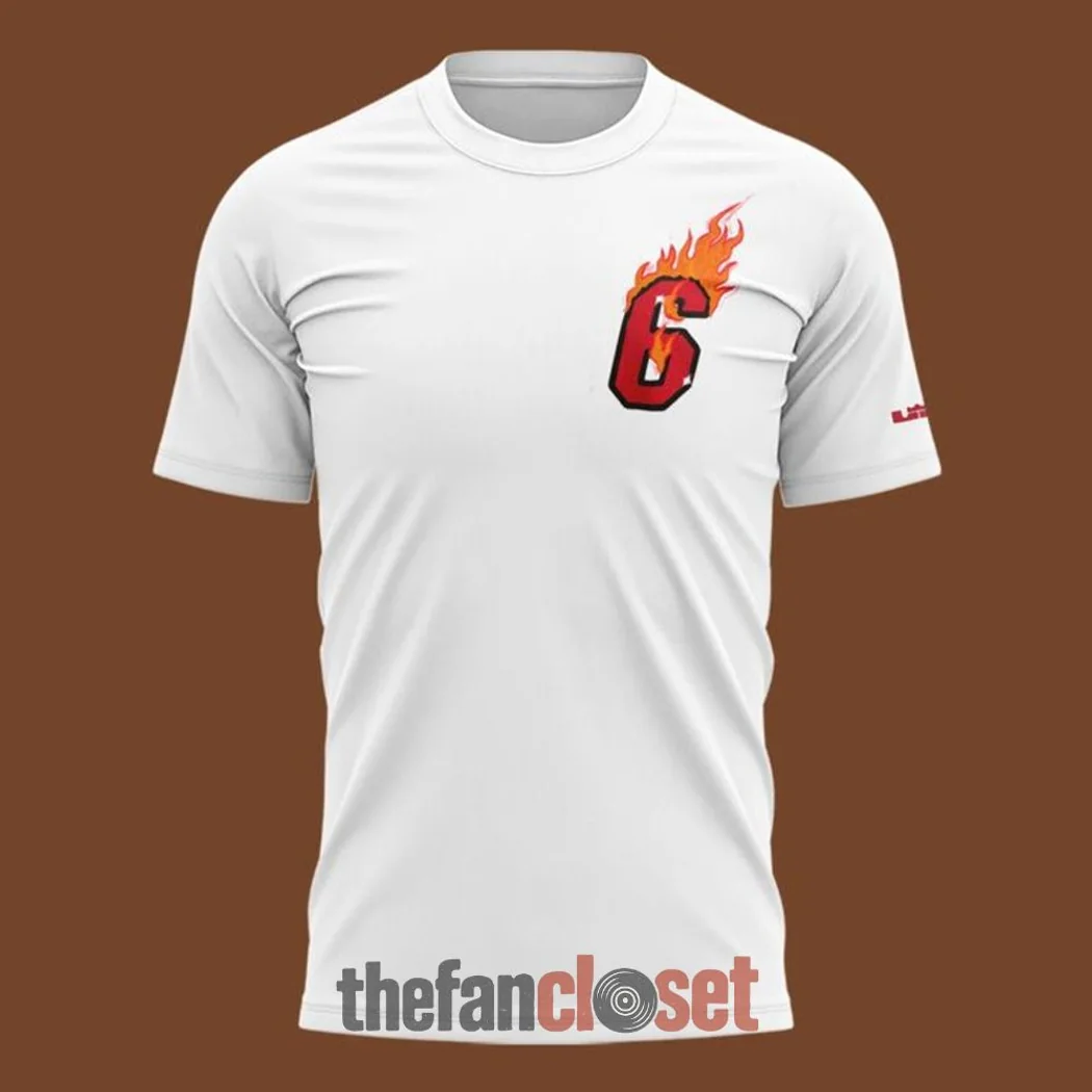LeBron James Miami Heat 6 Good Intentions Flame Graphic T-Shirt LeBron James Miami Heat 6 Good Intentions Flame Graphic T-Shirt