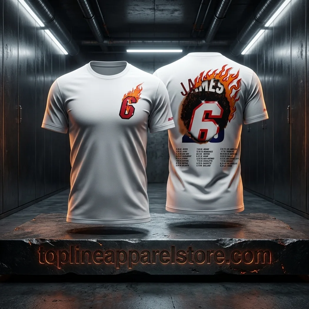 LeBron James Miami Heat 6 Good Intentions Flame Graphic T-Shirt LeBron James Miami Heat 6 Good Intentions Flame Graphic T-Shirt