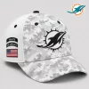 Miami Dolphins NFL Salute to Service Military US Flag White Digital Camo Cap