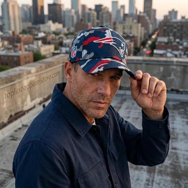 New England Patriots NFL Premium Camo 3D Embroidered Game Day Adjustable Baseball Cap