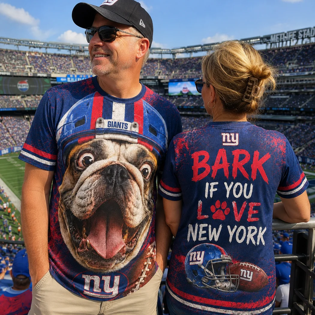 New York Giants Bark If You Love New York Funny Bulldog 3D All Over Print T-Shirt New York Giants Bark If You Love New York Funny Bulldog 3D All Over Print T-Shirt