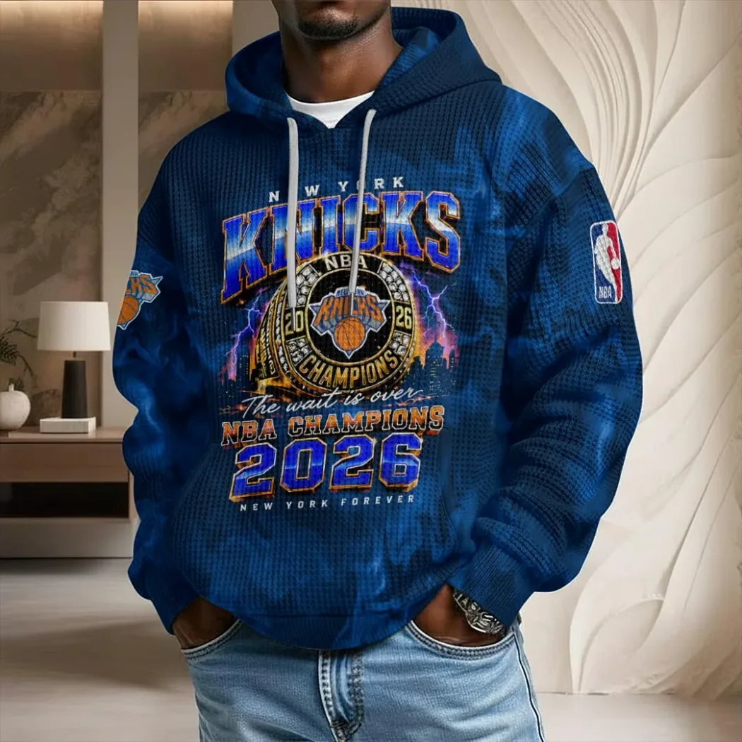 New York Knicks 2026 NBA Finals Champions Commemorative Signatures Graphic Unisex Quarter-Zip Waffle Hoodie New York Knicks 2026 NBA Finals Champions Commemorative Signatures Graphic Unisex Quarter-Zip Waffle Hoodie