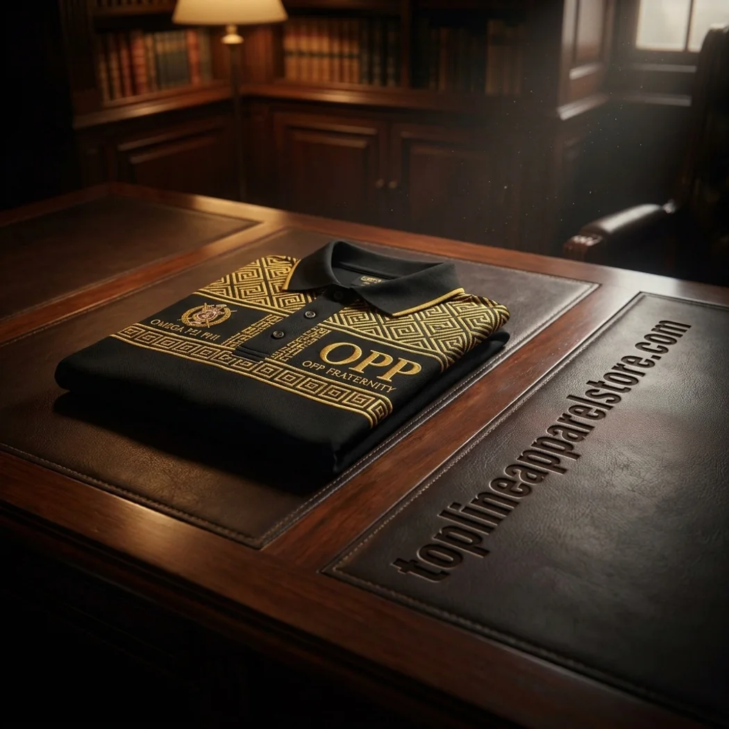 Omega Psi Phi OPP Fraternity Luxury Gold Geometric Pattern Premium Polo Shirt Omega Psi Phi OPP Fraternity Luxury Gold Geometric Pattern Premium Polo Shirt