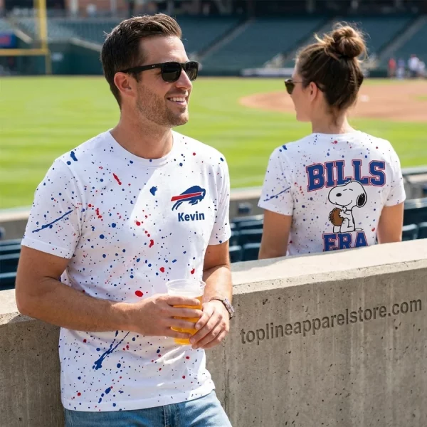 Personalized Buffalo Bills Snoopy Bills Era Paint Splatter Graphic T-Shirt
