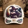 Personalized Enchanted Witch and Raven Gothic Celestial Cream Baseball Cap