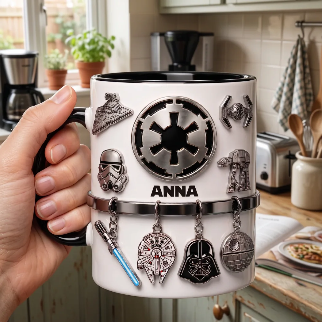 Personalized Galactic Empire Inspired Custom Name 3D Metallic Style Ceramic Accent Mug Personalized Galactic Empire Inspired Custom Name 3D Metallic Style Ceramic Accent Mug