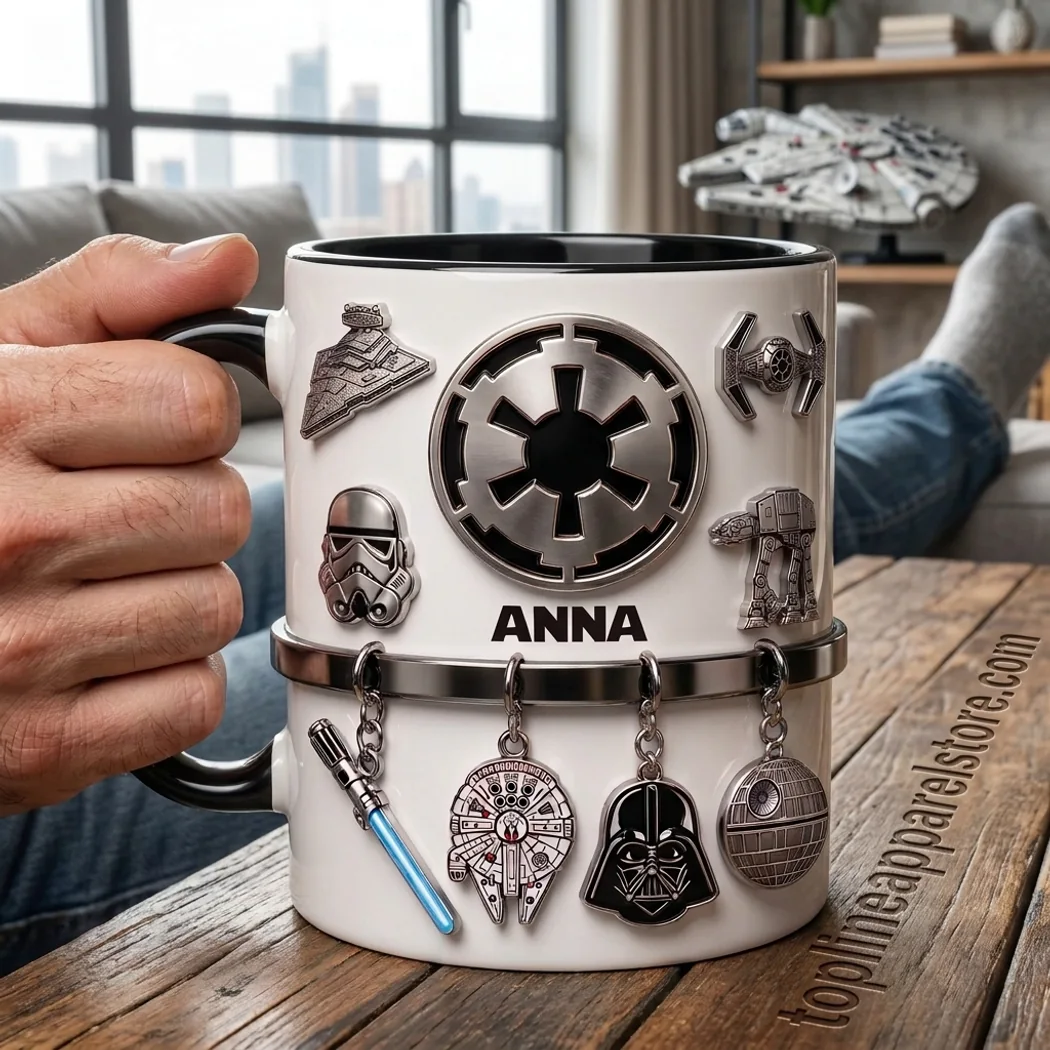 Personalized Galactic Empire Inspired Custom Name 3D Metallic Style Ceramic Accent Mug Personalized Galactic Empire Inspired Custom Name 3D Metallic Style Ceramic Accent Mug