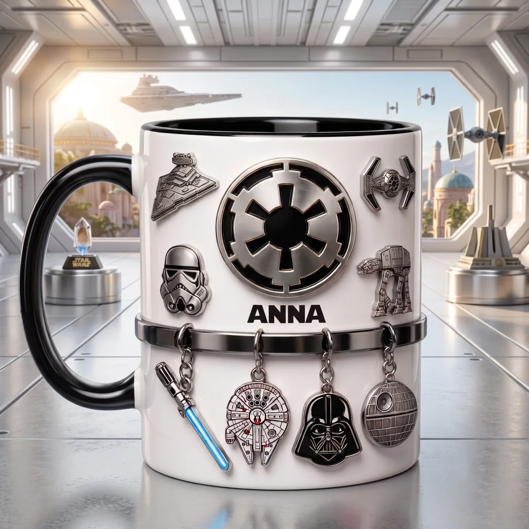 Personalized Galactic Empire Inspired Custom Name 3D Metallic Style Ceramic Accent Mug Personalized Galactic Empire Inspired Custom Name 3D Metallic Style Ceramic Accent Mug