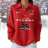 Personalized Houston Texans 25 Seasons Anniversary Commemorative Navy Blue Long-Sleeve Polo Shirt